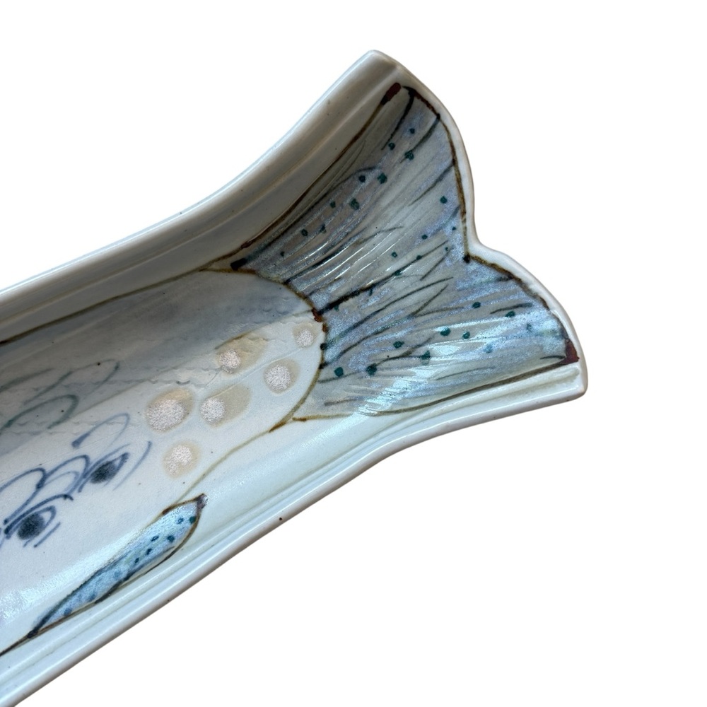 RARE HIGHLAND STONEWARE POTTERY SCOTLAND SALMON FISH PLATE DISH PLATTER 26" LONG - Picture 4 of 12